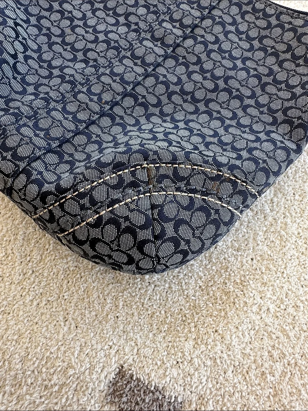 Coach Navy and Black Signature Crossbody Bag